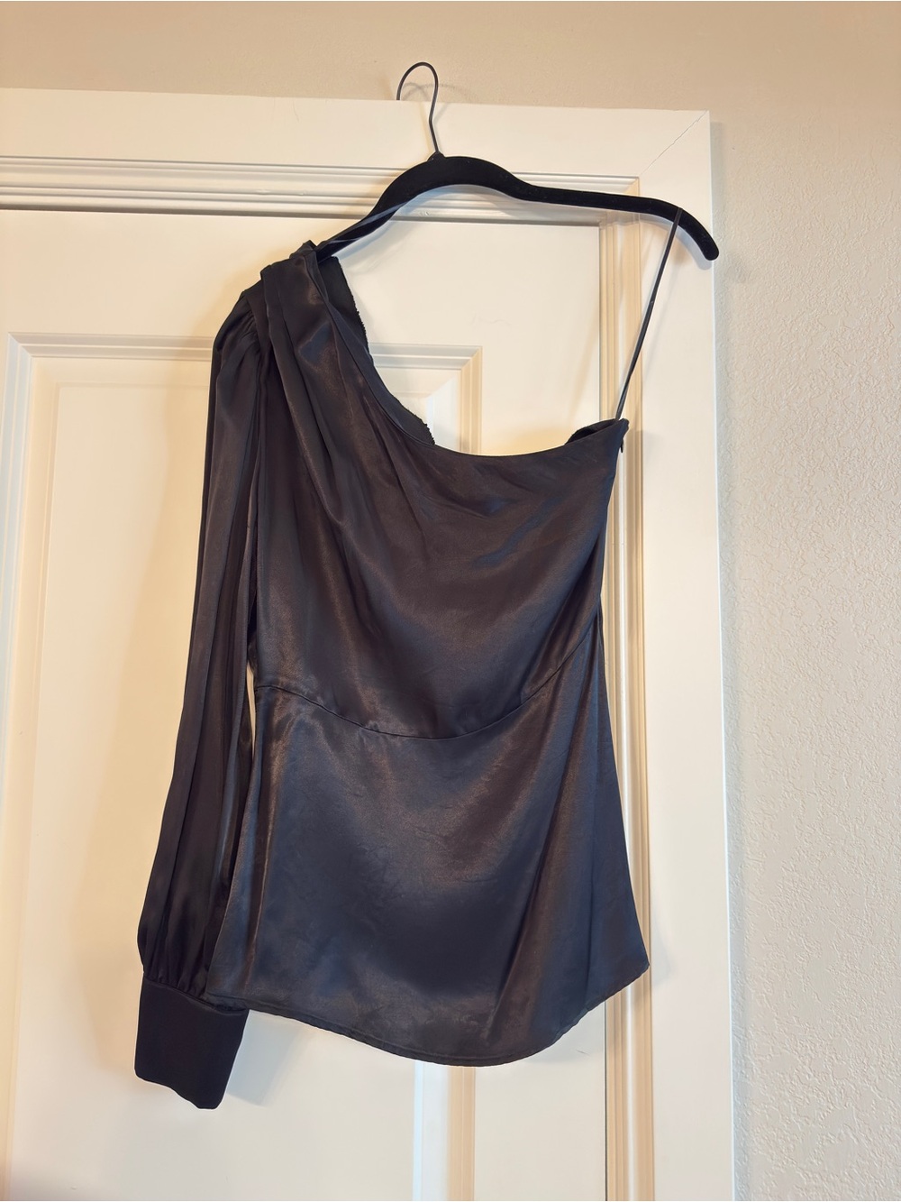 Zara One-Shoulder Satin Top
